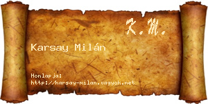 Karsay Milán névjegykártya